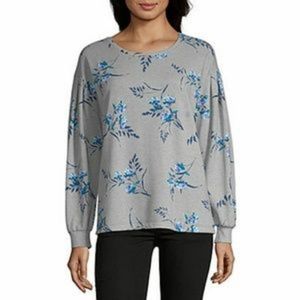 NWT "Liz Claiborne" Light Grey Floral Sweatshirt (Large)